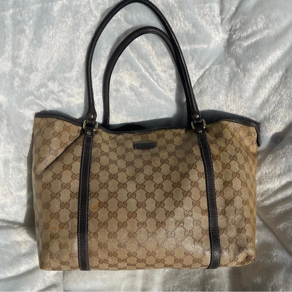 Gucci Beige and Brown Signature Tote